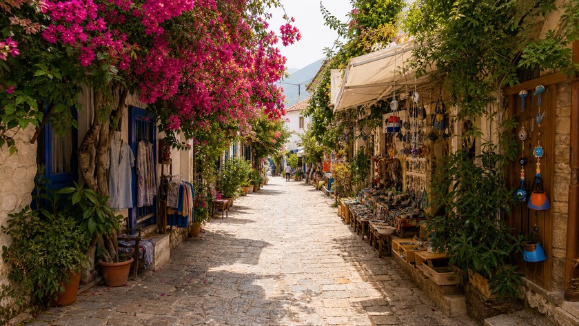 Kaş Uzun Çarşı taş sokakları
