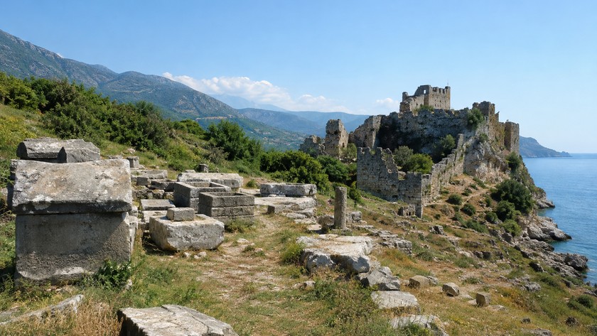 Antiochia ad Cragum nekropol ve kıyı kale kalıntıları