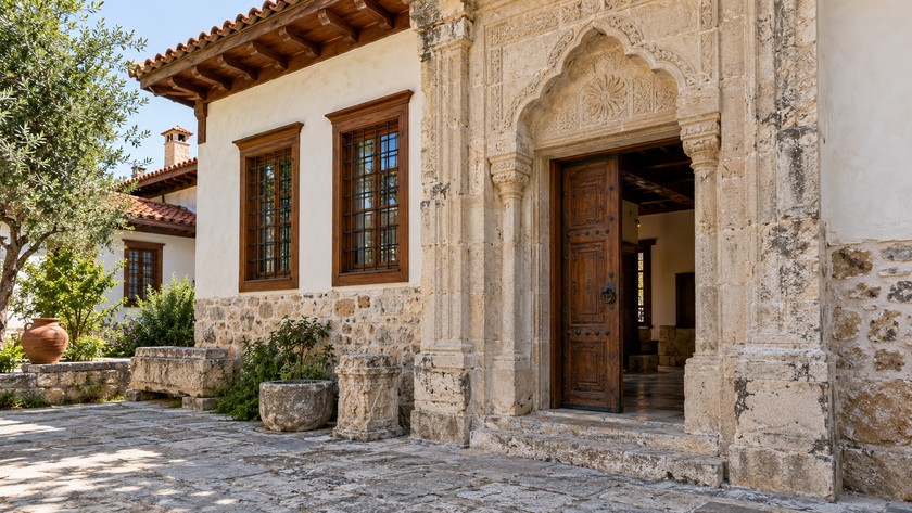 Müze işlevi verilen restore edilmiş tarihî kamu yapısının mimari ayrıntısı